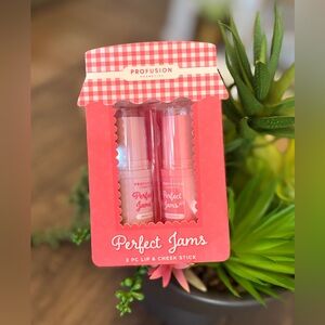 Profusion Cosmetics Perfect Jams Lip & Cheek Stick Set - Pink and Peach
